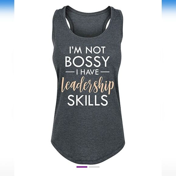 Instant Message Tops - Instant Message I'm Not Bossy Gray Tank Top Women XL Cotton Polyester